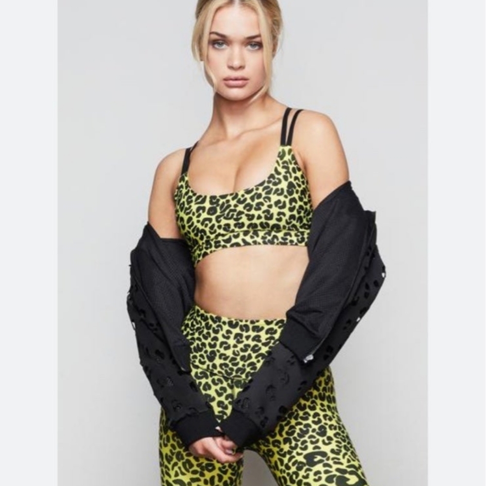 Good American Sunbeam Leopard Sports Bra Sz 0 (XS) NWT